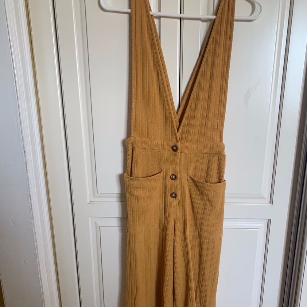Deep V Mustard Yellow Jumpsuit
